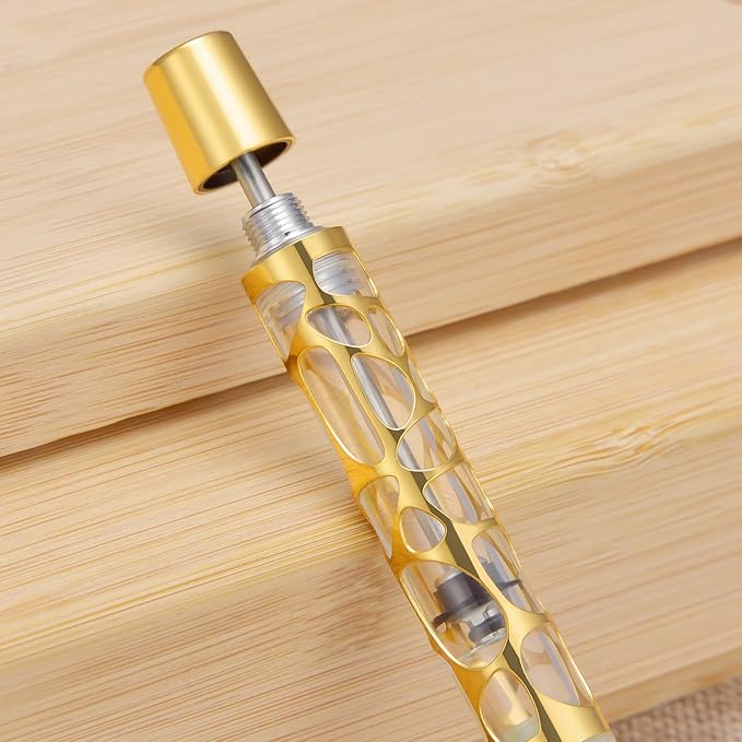 Asvine V169 Vacuum Filling Fountain Pen Extra Fine Nib, Water Drop Skeleton Overlay Gold Trim Transparent Clear Acrylic Pen Case Set-DeskLoop Office