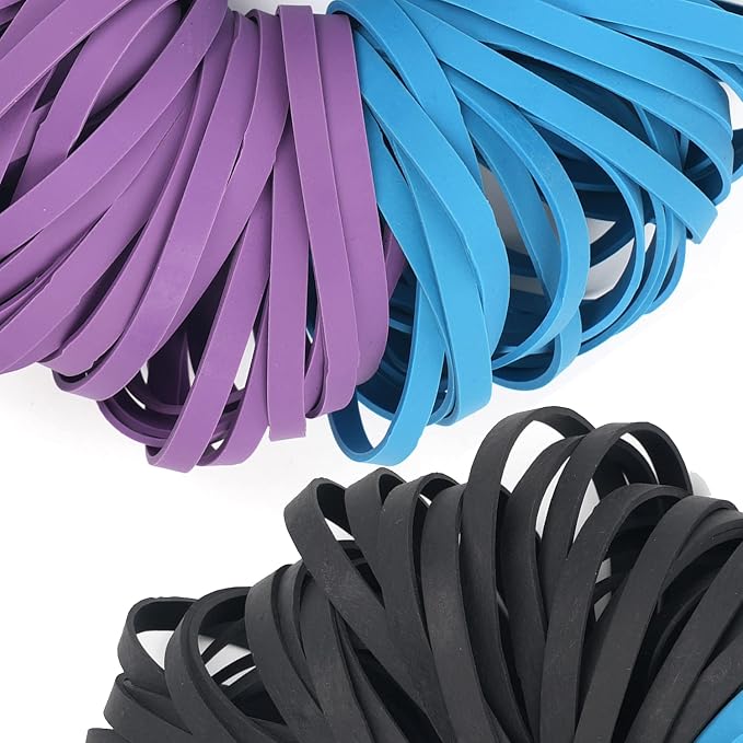 AMUU Rubber Bands Size #64 227g/0.5 lb Purple Blue Black Rubber Bands - Image 7