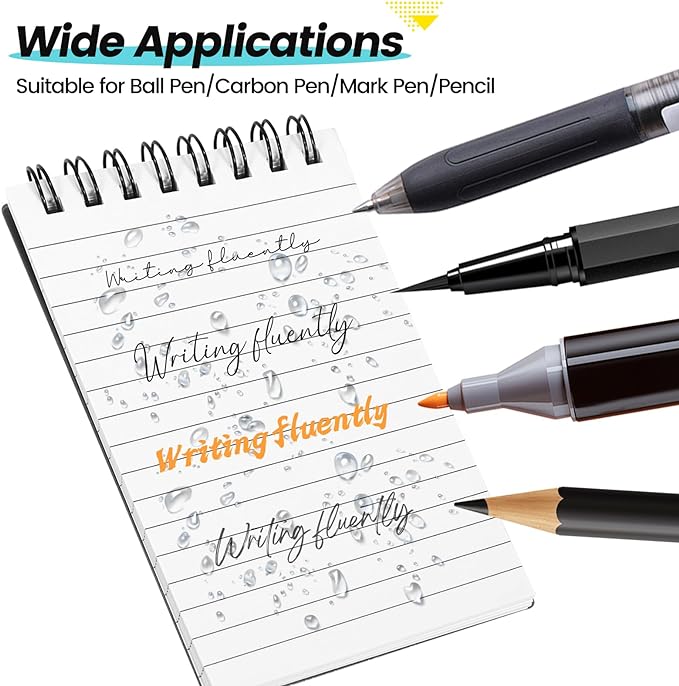 12 Pack Waterproof Pocket Notebooks, 3x5 Small Notepads, Mini Top Spiral Notebook, Lined College Ruled Paper, Tiny Memo Pads for Home, Office, Work, School, or Travel-DeskLoop Office