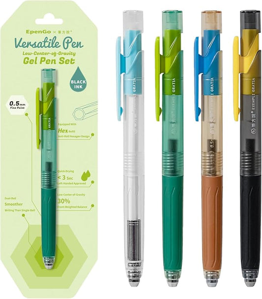 cute Pastel Ballpoint Pens Fine Point Smooth Writing Pens, 0.5mm Black Gel Ink pen, Quick-Dry Retractable with Silicone Grip, 4 Pcs - Morandi Colors for Office, School Supplies & Journaling-DeskLoop Office