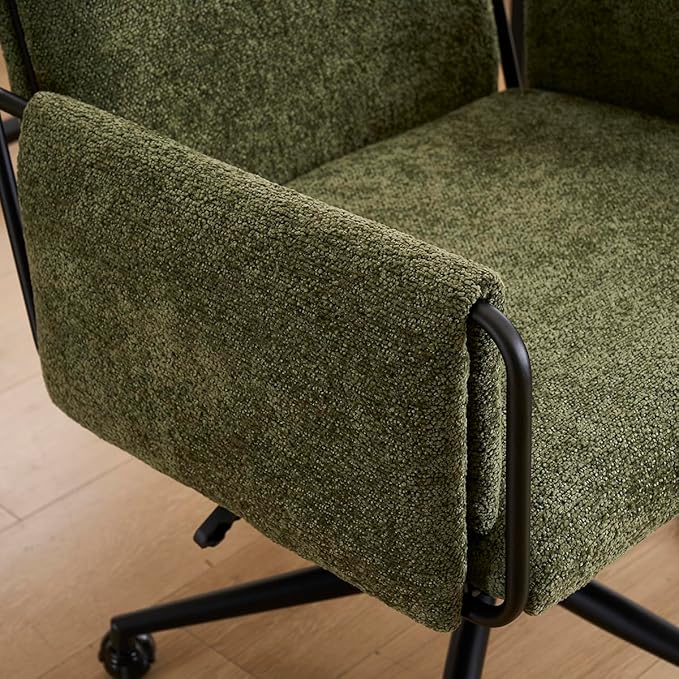 Kidol & Shellder Office Desk Chair Set of 4 with Arm, Swivel Adjustable Height with Wheels Comfortable Wide Seat for Home Office, Bedroom, Makeup Room, Green-DeskLoop Office