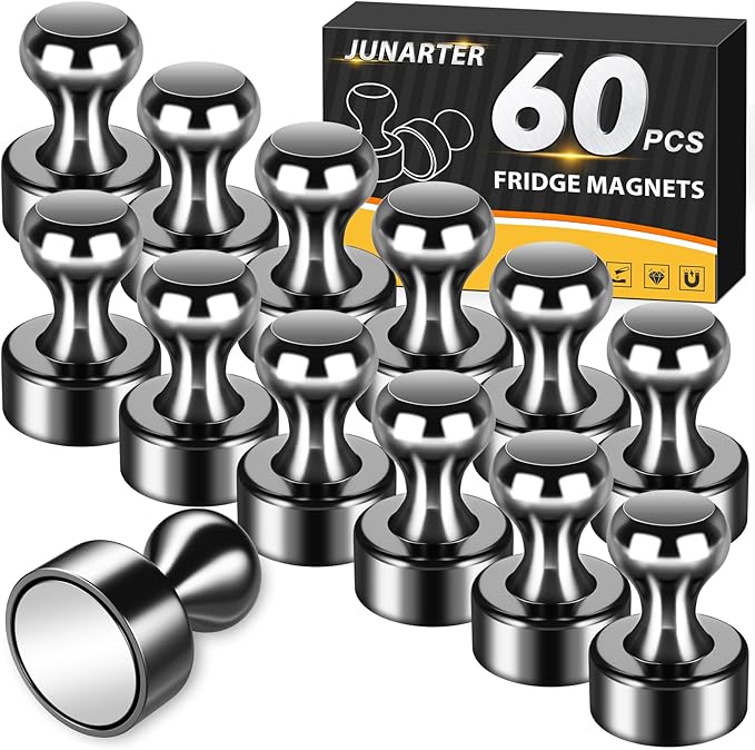60 Pack Fridge Magnets - Whiteboard Push Pins, Small Neodymium Refrigerator Magnets, Cute Adult Magnets for Office, Kitchen, School, Locker, Map-DeskLoop Office