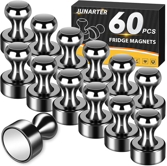 60 Pack Fridge Magnets - Whiteboard Push Pins, Small Neodymium Refrigerator Magnets, Cute Adult Magnets for Office, Kitchen, School, Locker, Map-DeskLoop Office