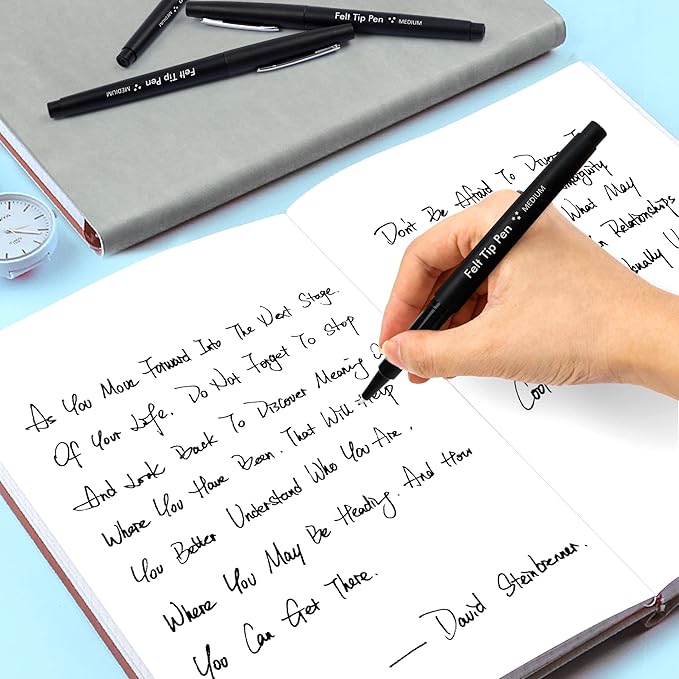 Lelix Felt Tip Pens, 30 Black Pack, 0.7mm Medium Point, Felt Tip Markers Pens for Journaling, Writing, Note Taking, Planner, Perfect for School Office and Art Supplies-DeskLoop Office