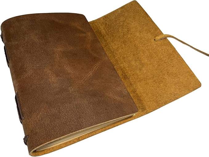 Brown Notebook Journal - Best Genuine Cool Leather Journals for writers Small Size Diary 5.5x7.5 Inch, Notepad For Man and Women, Gifts,Work,Traveler,Personal-DeskLoop Office