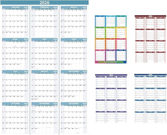 2026 Wall Calendar 34.8" x 22.8" Large Vertical Yearly Wall Hanging Calenda with Julian Date Thick Paper Calendar 12 Month Annual Wall Planner for Wall Office Fridge(Light Blue)-DeskLoop Office
