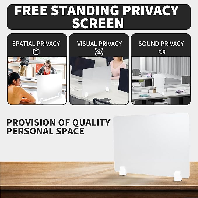 Nisorpa 4PCS Desk Dividers Privacy Desk Panel,Frosted Acrylic Partitions with Clips,Classroom Privacy Shield for Student Desks Protective Noise and Visual Guard for Office,School - 23.6 "L X 15.8 "W-DeskLoop Office
