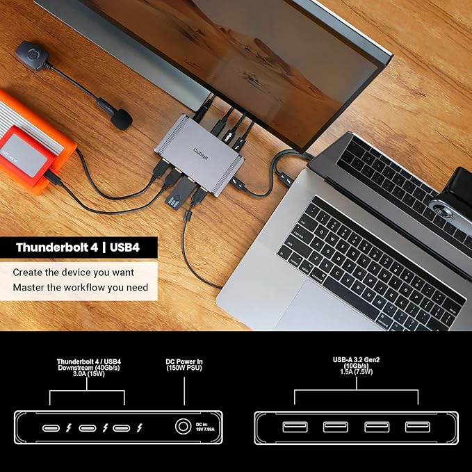 CalDigit Thunderbolt 4 Element Hub - 4X USB4 Ports, USB 3.2 Gen2 10Gb/s, Single 8K or Dual 4K Displays, 60W Charging, 0.8m Cable-DeskLoop Office