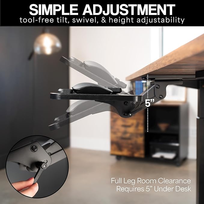 VIVO Adjustable Computer Keyboard and Mouse Platform Tray Ergonomic Under Table Desk Mount Drawer Underdesk Shelf, Light Wood, MOUNT-KB03C-DeskLoop Office