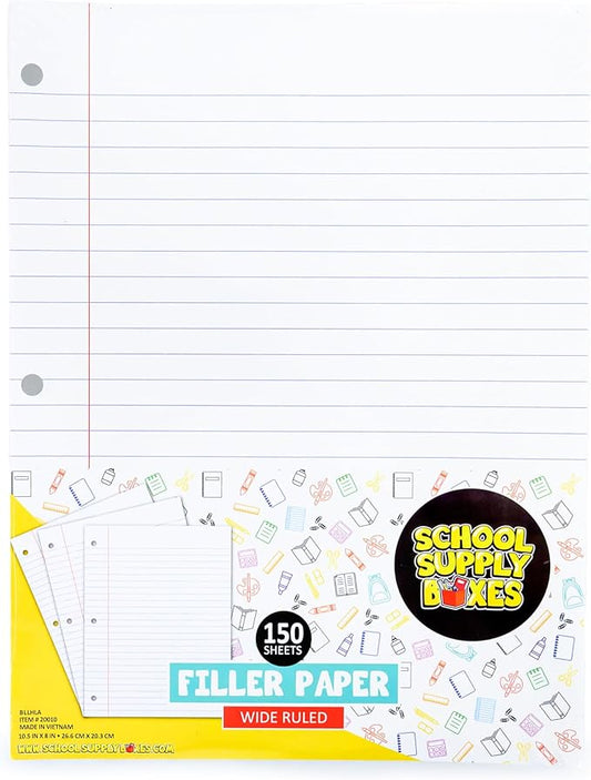 School Supply Boxes | Wide-Ruled Loose Leaf Paper | 24 Pack | 150 Sheets Per Pack, 3-Ring Binder Compatible-DeskLoop Office