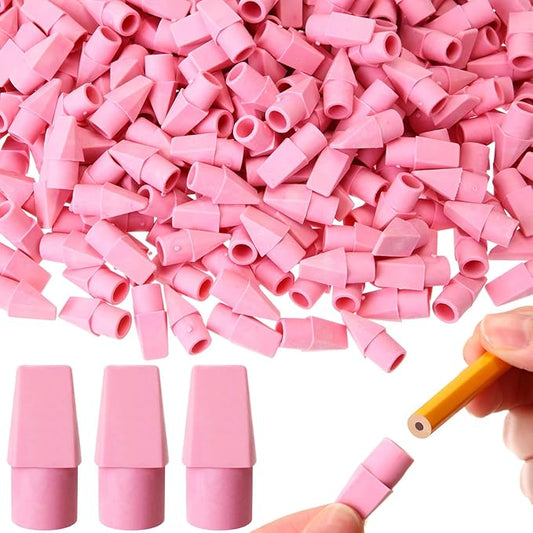 Crtiin 1000 Pcs Pencil Top Erasers Bulk Caps for Pencils Chisel Shape Erasers Toppers Classroom Party Favors Games Prizes Funny Pencil Eraser Cap for Kids Studying Supplies Home Office(Pink)-DeskLoop Office