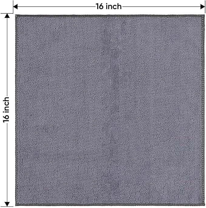 HOMEXCEL Microfiber Cleaning Cloths 12 Pack, Premium 16 x 16 inch Microfiber Towel for Cars, Ultra Absorbent Car Washing Cloth, Lint Free Streak Free Wash Cloths for Car, Kitchen, and Window, Grey-DeskLoop Office