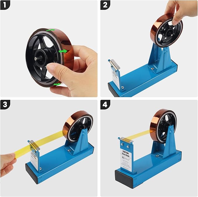 U.S. Solid Desktop Multi-Roll Tape Dispenser - 1.5 Inch Wide, 1 or 3 Inch Core, Iron, Blue-DeskLoop Office