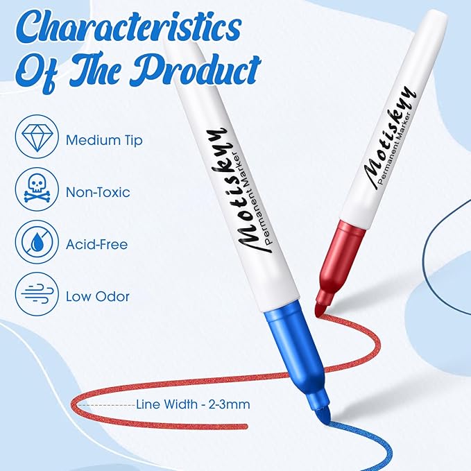 48 Pcs Metallic Permanent Markers Bulk Metallic Marker Pens Medium Tip Quick Dry Paint Pen for Classroom DIY Crafts Artist Illustration Gift Card Making(Colorful)-DeskLoop Office