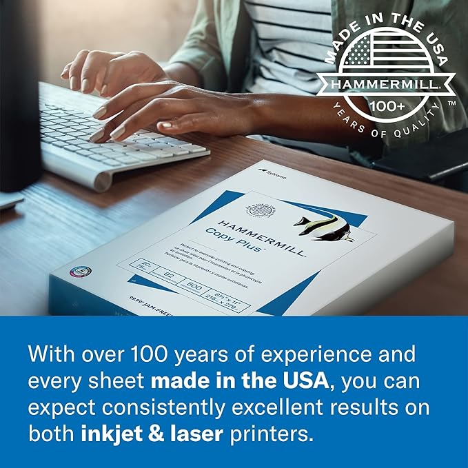 Hammermill Printer Paper, Great White 30% Recycled Paper, 8.5 x 11 - 92 Bright, Made in the USA, 086700C - 10 Ream (5,000 Sheets)-DeskLoop Office