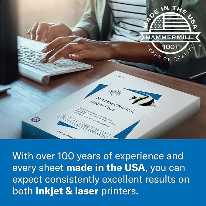 Hammermill Printer Paper, Great White 30% Recycled Paper, 3 Hole - 1 Ream (500 Sheets) - 92 Bright, Made in the USA, 086702-DeskLoop Office