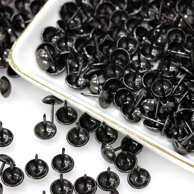 500Pcs Upholstery Tacks, BetterJonny Decorative Furniture Nails Pins 17X11MM Black Metal Thumb Tacks for Upholstered Furniture Cork Board, Home Decor-DeskLoop Office