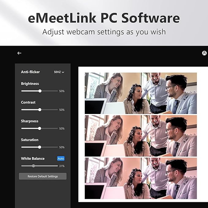 1080P Webcam with Microphone, eMeet Nova AutoFocus HD Webcam, 96°View Web Camera w/ 2 De-Noise Mics for Laptop/Desktop, Plug & Play USB Streaming Computer Camera for Conference/Calling/Teaching/Gaming-DeskLoop Office