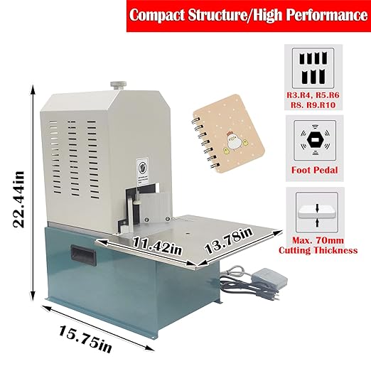 Eelectric Corner Rounder Cutter Machine, 180W Heavy Duty Paper Punch Cutter with R3 R4 R5 R6 R8 R9 R10 Seven Blades, Metal Corner Rounder Punch for Office Business Cardstock Plastic PVC-DeskLoop Office