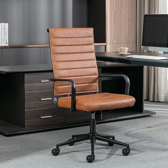 Okeysen Office Desk Chair Conference Room Chairs, Modern Ergonomic Executive Swivel Chair, Adjustable Height PU Leather Home Desk Chairs with Armrests, Comfy Computer Task Chairs with Wheels-DeskLoop Office