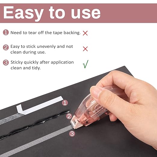 6 Pack Glue Tape, Double Sided Tape Roll for Crafts, Sticky Scrapbook Tape Runner, Scrapbooking Supplies for Crafting Photo Album Cards Journal School Office Gift Wrapping - 0.24IN x 20FT-DeskLoop Office