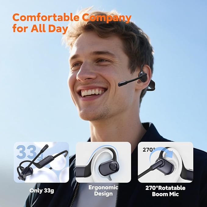 Pilot P200b Pro Wireless Headset with Mic for Work, 50dB Noise Cancelling Headphones with ENC, Bluetooth 5.3 - Wireless Computer Headset for Meetings and Calls-DeskLoop Office