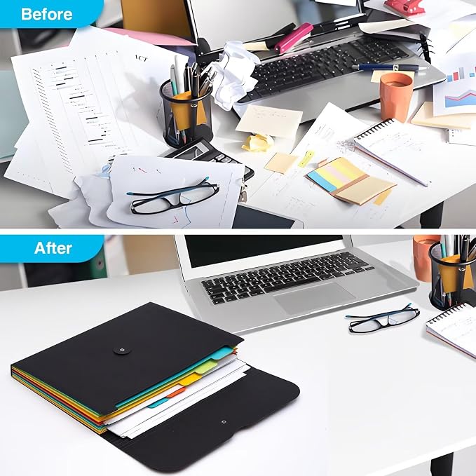 Expanding File Folder Accordion Plastic Free 7 Pocket Rainbow Divider - Image 7