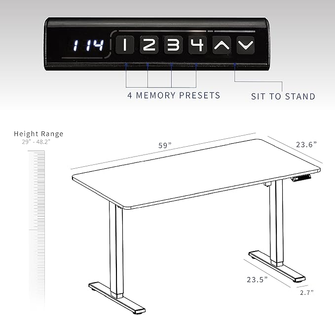 VIVO Electric Dry Erase 60 x 24 in Standing Desk, Memory Height Adjustment, 1B Series, White Marble Pattern Top, Gray Frame, DESK-KIT-1G6WM-DeskLoop Office