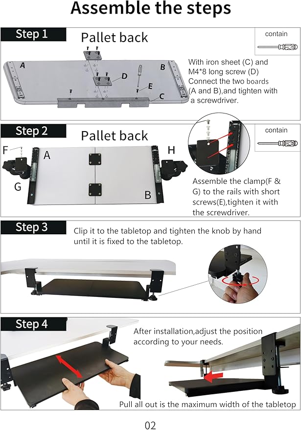Large Keyboard Tray Under Desk, Adjustable Keyboard Tray with C-Clamp Hardware 29.5″ W x 9.5″ D Slide Out Computer Keyboard & Mouse Tray for Typing Home Office Black-DeskLoop Office