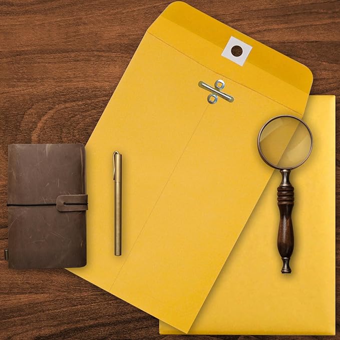 10” x 13” Clasp Envelopes with Gummed Seal Brown Kraft Catalog Envelopes Clasp Mailing Envelopes for Home, Office, Business 28 lb Kraft Paper,Pack of 30-DeskLoop Office