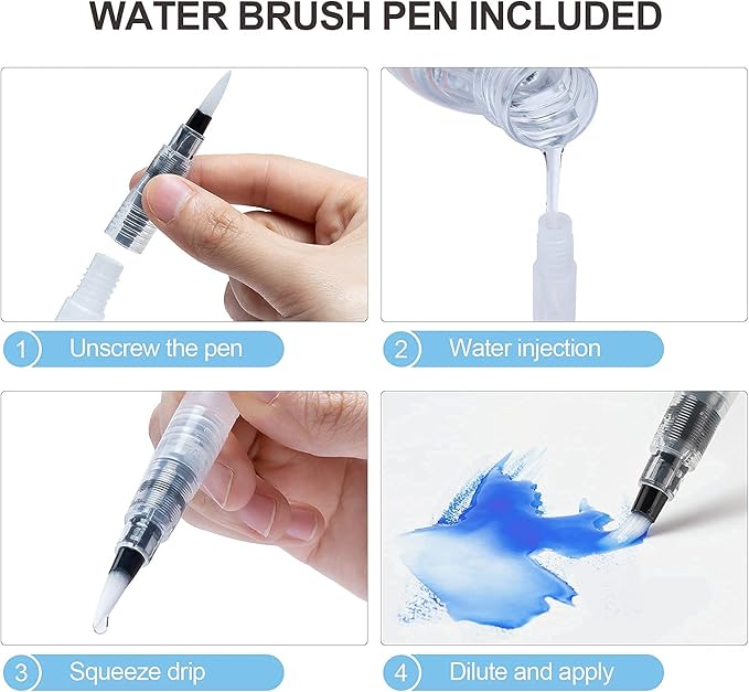 ParKoo Watercolor Brush Pens, 24 Colors Flexible Real Nylon Brush Tip Pens for Watercolor Painting, 1 Blending Brush, Paint Markers for Artists and Beginner Painters Coloring Books, Calligraphy-DeskLoop Office