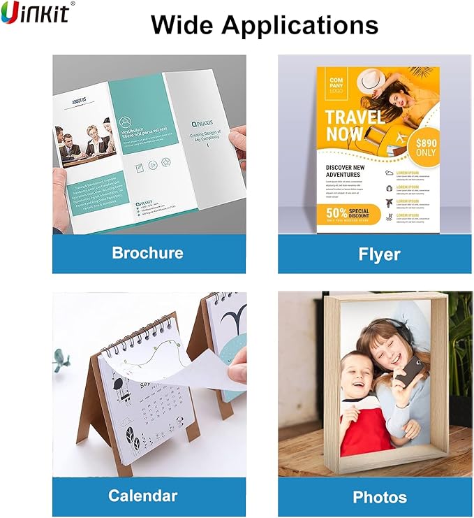 Uinkit 120 Sheets Presentation Paper Matte 8.5x11 Inkjet 48lb 180gsm Single Side Printable Photo for All Dye Ink Inkjet Printers-DeskLoop Office