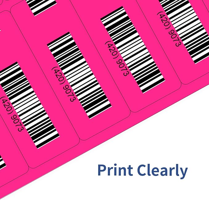 STARLIBOO 1" x 2-5/8" Address Labels- 600 Neon Color Fluorescent Stickers for Laser/Ink Jet Printer mailing Labels 8.5"×11"- Fluorescent Pink-DeskLoop Office