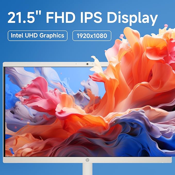 HP All in one Desktop Computer, 21.5" FHD Display, 32 GB RAM, 1 TB SSD, Intel Celeron J4025, Webcam, Intel UHD Graphics, Wi-Fi 6, Bluetooth, HDMI, Windows 11 Pro, Wired KB & Mouse, w/RH-Accessories-DeskLoop Office