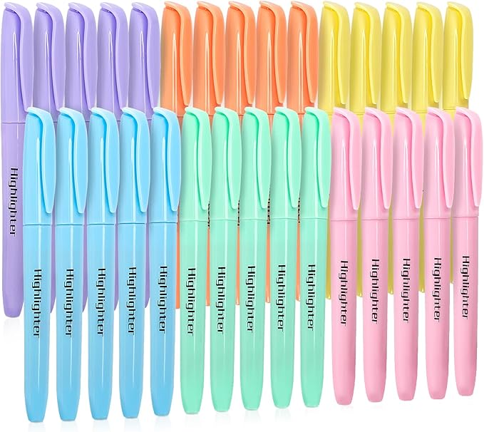 V-Opitos 30 Pack Highlighter in 6 Pastel Colors, No Bleed Highlighters, Bright Highlighters with Soft Chisel Tips, Ideal for Office and School Supplies-DeskLoop Office