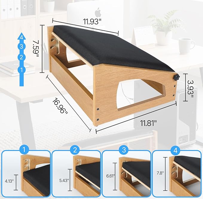 Ergonomic Foot Rest, 4 Adjustable Height Foot Stool,Footrest Under Desk, Flip Over Office Desk Foot Rest, Improving Posture, Promoting Blood Circulation(Natural)-DeskLoop Office