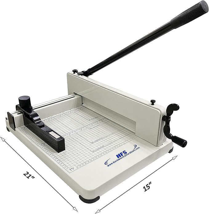HFS(R) Heavy Duty Guillotine Paper Cutter Bundle - A4, 12'' Blade, 400 Sheet Capacity, Solid Steel Construction with Replacement Cutting Stick-DeskLoop Office