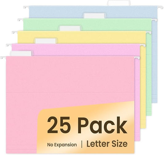 SUNEE 25 Pack Hanging File Folders, Bright Folders, Hanging File Folders Letter Size with 1/5-cut Tabs, Stay Organized for Your Home and Office Bulk File and Documents-DeskLoop Office