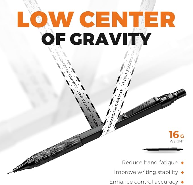 35PCS Black Art Mechanical Pencil Set in Case,0.5 0.7 0.9 2.0 Graphite Metal Drawing Drafting Pencils, Sharpener Erasers 384PCS Lead Refills (6B 4B 2B HB 2H 4H Colors) for Writing Sketching-DeskLoop Office