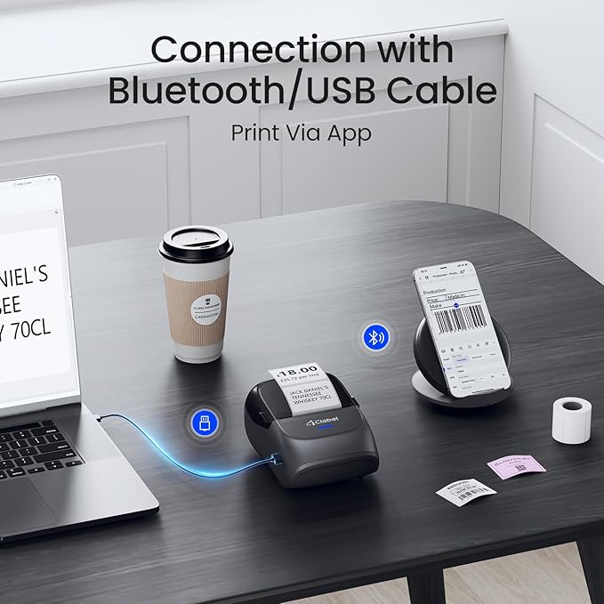 CLABEL Label Maker Machine with Tape: 221B Inkless Label Printer 2 Inch Portable Bluetooth Handheld Sticker Barcode Thermal Printer Compatible with Phone & PC for Small Business Retail School Office-DeskLoop Office