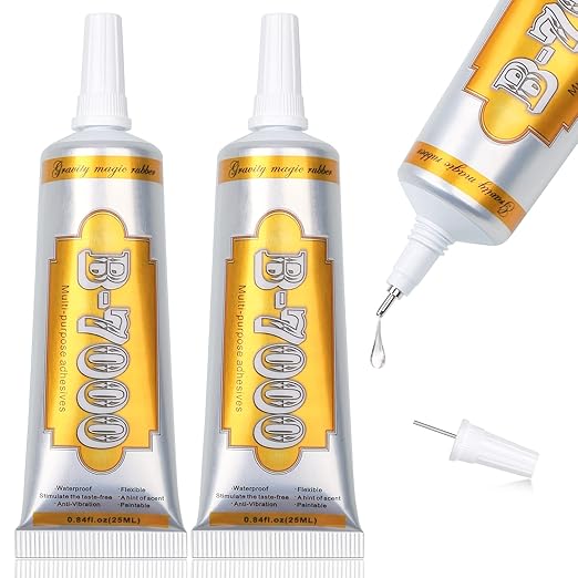 B7000 Glue Clear Adhesive, Jewelry Bead B-7000 Glue Semi Fluid Adhesive Glue High Viscosity with Precise Tips for Rhinestones Fabric, Glass, Jewelry Making, DIY Art Crafts, Leather, Toys (2x25ML)-DeskLoop Office