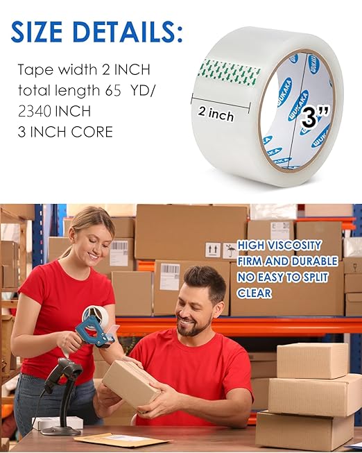 Packing Tape, 36 Rolls Clear Packing Tape 2 Inches Wide, 65 Yards Per Roll, for Shipping Tape, Packaging Tape, Moving Tape & Sealing Tape.-DeskLoop Office