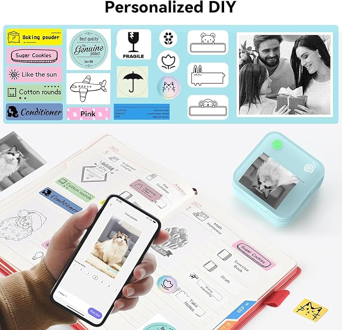 Upgraded Bluetooth Label Maker Machine - Portable Mini Thermal Sticker Printer Supports 14 Different Label Sizes with 300 DPI Inkless Tech Suitable for Home,Office,School Storage and Signage (Blue)-DeskLoop Office