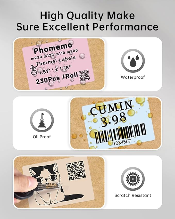 Phomemo Labels,Thermal Color Label,1.57'' x 1.18''Square Self-Adhesive Sticker Paper for Phomemo M110 M220 M221 M120 M108 M150 M250 M260 M160 M200 Printer, for Barcode,Name,Address (Pink/Blue/Khaki-DeskLoop Office