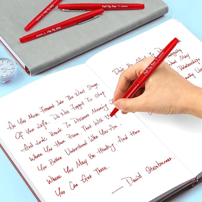 Lelix Felt Tip Pens, 30 Red Pack, 0.7mm Medium Point, Felt Tip Markers Pens for Journaling, Writing, Note Taking, Planner, Perfect for School Office and Art Supplies-DeskLoop Office
