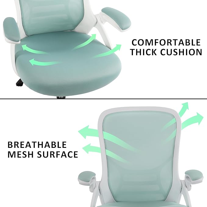 HYLONE Office Chair Ergonomic Desk Chair with Adjustable Armrests, Mesh Executive Chair, Home Office Computer Chairs for Long Hours(Blue)-DeskLoop Office