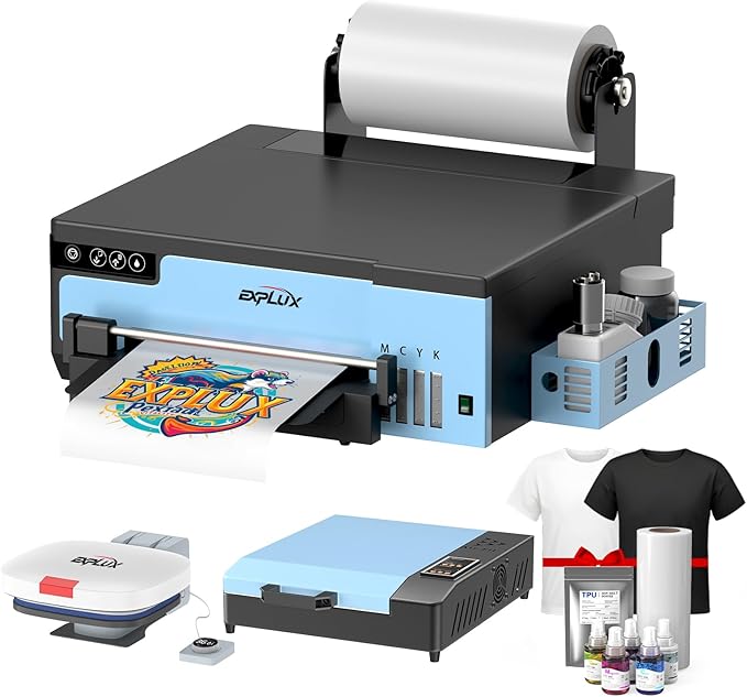 EXPLUX A4 DTF Printer,with XP600 printhead with Anti-Clogging Technology + 200% high Speed Printing,for DIY T-Shirt,Other Textiles,2-Year Ink Included-DeskLoop Office