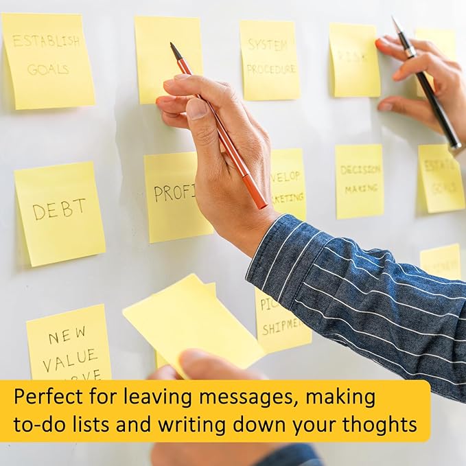 48 Pack 2400 Sheets Sticky Notes 3x3 Inches Bulk Colored Posted Notes Yellow Notes Stickies Note Pads for Office, School, and Home Supplies, 50 Sheets/pad-DeskLoop Office