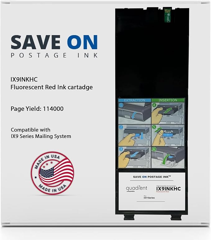 Save On Postage Ink IX9INKHC Postage Meter Cartridge Genuine Compatible with Neopost Postage Machine Ink – Quadient IX9INKHC HI-Cap Ink Tank for IX9 Series Mailing System – IX9 / IX9INKHC Ink Tank-DeskLoop Office
