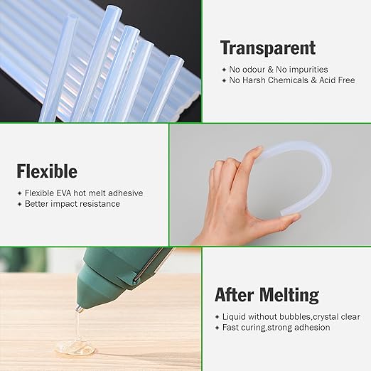 150 PCS Hot Glue Sticks, Full Size 8" Long x 0.43" Diameter Glue Sticks for Glue Gun, Widely Used in Wood, Metal, Glass, Plastic, Floral, Fabric, and More-DeskLoop Office